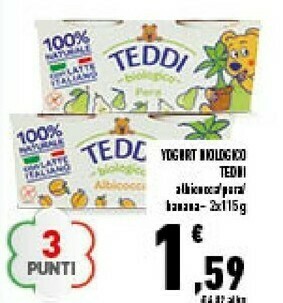 Conad City Teddi yogurt biologico pera 230 g offerta
