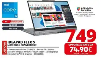 Comet Lenovo IDEAPAD FLEX 5 NOTEBOOK CONVERTIBILE offerta