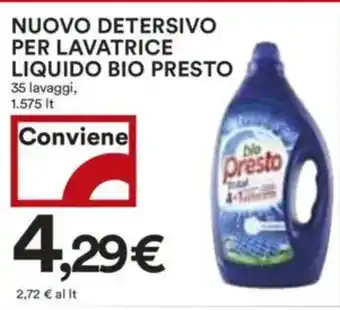 Coop Superstore Nuovo detersivo per lavatrice liquido bio presto 35 lavaggi, offerta