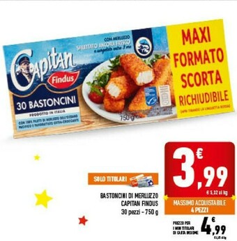 Conad 30 bastoncini con 100% filetti di merluzzo in croccante panatura 750 g(ml) offerta