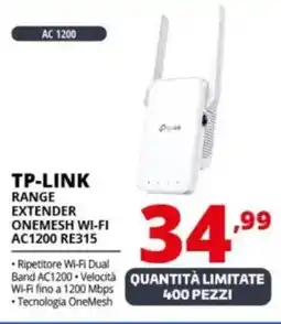 Comet TP-LINK RANGE EXTENDER ONEMESH WI-FI AC1200 RE315 offerta