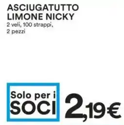 Coop Superstore Asciugatutto limone nicky 2 veli, 100 strappi, 2 pezzi offerta