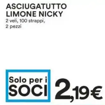 Coop Superstore Asciugatutto limone nicky 2 veli, 100 strappi, 2 pezzi offerta