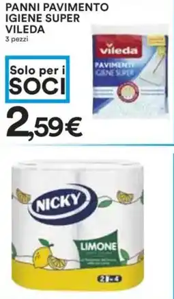 Coop Superstore Panni pavimento igiene super vileda 3 pezzi offerta