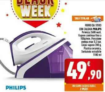 Conad Superstore Ferro da stiro con caldaia 5.2 bar pressione offerta
