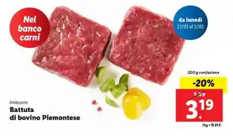 Lidl Ambrosini Battuta di bovino Piemontese offerta