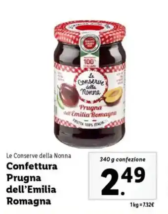 Lidl Le Conserve della Nonna Confettura Prugna dell'Emilia Romagna offerta