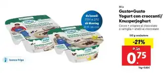 Lidl Mila Gusto+Gusto Yogurt con croccanti/ Knusperjoghurt offerta