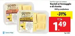 Lidl Pastificio Sapori di Sardegna Ravioli al formaggio o di ricotta offerta