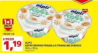 DPiù ALPLÍ Kefir cremoso fragola e fragoline di bosco offerta