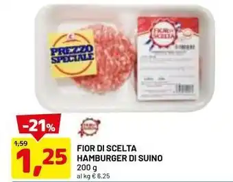 DPiù FIOR DI SCELTA hamburger di suino offerta