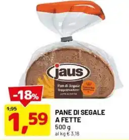 DPiù JAUS Pane di segale a fette offerta