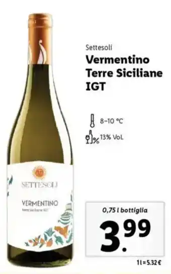 Lidl Settesoli Vermentino Terre Siciliane IGT offerta