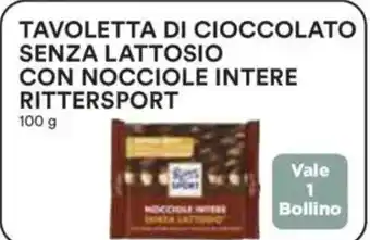 Coop Superstore Tavoletta di cioccolato senza lattosio con nocciole intere rittersport Vale 1 Bollino offerta