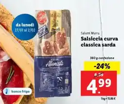 Lidl Salumi Murru Salsiccia curva classica sarda offerta