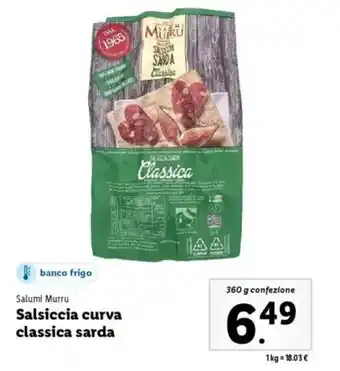 Lidl Salumi Murru Salsiccia curva classica sarda offerta