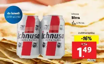 Lidl ichnusa Birra offerta