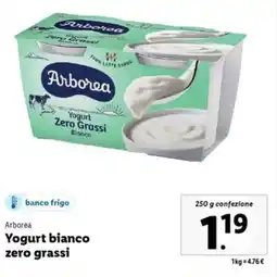 Lidl Arborea Yogurt bianco zero grassi offerta