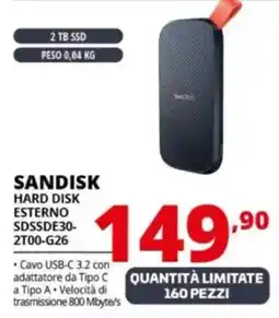 Comet SANDISK HARD DISK ESTERNO SDSSDE30-2T00-G26 offerta