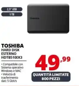 Comet TOSHIBA HARD DISK ESTERNO HDTB510EK3 offerta