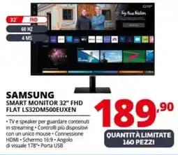 Comet SAMSUNG SMART MONITOR 32" FHD FLAT LS32DM500EUXEN offerta