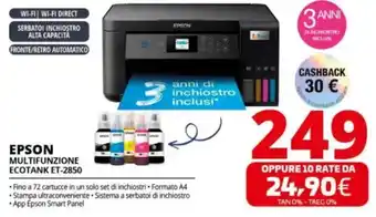 Comet EPSON MULTIFUNZIONE ECOTANK ET-2850 offerta