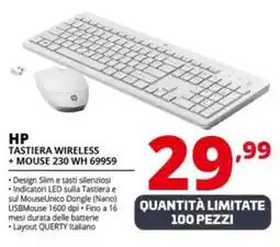 Comet HP TASTIERA WIRELESS + MOUSE 230 WH 69959 offerta