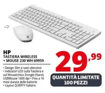 Comet HP TASTIERA WIRELESS + MOUSE 230 WH 69959 offerta