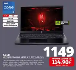 Comet ACER NOTEBOOK GAMING NITRO V 15 ANV15-51-7025 offerta