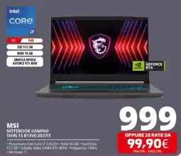 Comet MSI NOTEBOOK GAMING THIN 15 B13VE-2027IT offerta