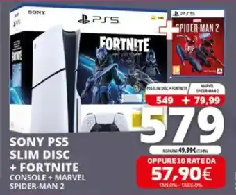 Comet SONY PS5 SLIM DISC + FORTNITE CONSOLE + MARVEL SPIDER-MAN 2 offerta