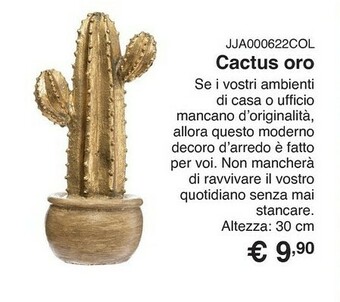 Statuetta cactus oro 30 cm