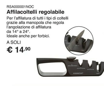 Kasanova Affilacoltelli regolabile in abs e metallo, da 26,5x7x4,5 cm offerta