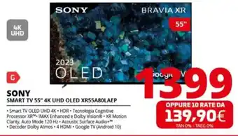 Comet SONY SMART TV 55" 4K UHD OLED XR55A80LAEP offerta