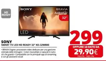 Comet SONY SMART TV LED HD READY 32″ KD-32W800 offerta