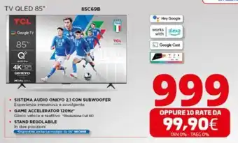 Comet TCL TV QLED 85" 85C69B offerta