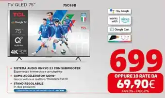 Comet TCL TV QLED 75" 75C69B offerta