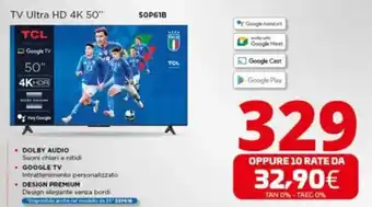 Comet TCL TV Ultra HD 4K 50" 50P61B offerta