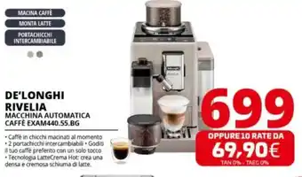 Comet DE'LONGHI RIVELIA MACCHINA AUTOMATICA CAFFÈ EXAM440.55.BG offerta