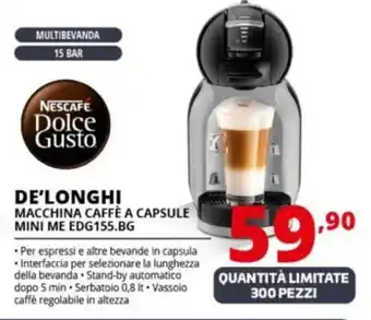 Comet DE'LONGHI MACCHINA CAFFÈ A CAPSULE MINI ME EDG155.BG offerta