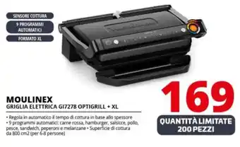 Comet MOULINEX GRIGLIA ELETTRICA GI7278 OPTIGRILL + XL offerta