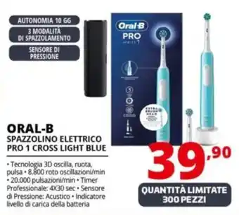 Comet Oral-b spazzolino elettrico pro 1 cross light blue offerta