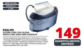 Comet PHILIPS SISTEMA STIRO CON CALDAIA PERFECTCARE SERIES 6000 PSG6026/20 offerta