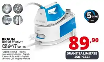 Comet BRAUN SISTEMA STIRANTE CON CALDAIA CARESTYLE 1 IS1012BL offerta