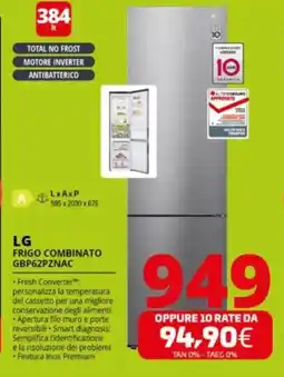 Comet LG FRIGO COMBINATO GBP62PZNAC offerta