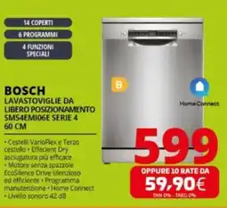 Comet BOSCH LAVASTOVIGLIE DA LIBERO POSIZIONAMENTO SMS4EM106E SERIE 4 60 CM offerta