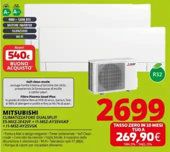 Comet MITSUBISHI CLIMATIZZATORE DUALSPLIT ES-MXZ-2F42VF +11-MSZ-AY35VGKP + I1-MSZ-AY25VGK offerta