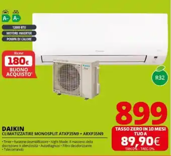 Comet DAIKIN CLIMATIZZATIRE MONOSPLIT ATXP35N9 + ARXP35N9 offerta