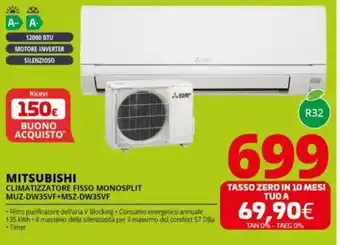 Comet MITSUBISHI CLIMATIZZATORE FISSO MONOSPLIT MUZ-DW35VF+MSZ-DW35VF offerta