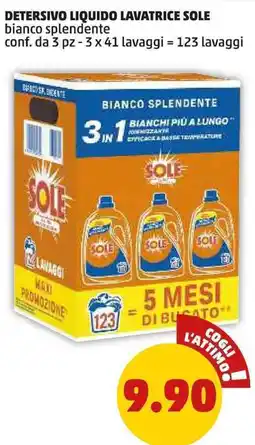 PENNY Detersivo liquido lavatrice sole bianco splendente conf. da 3 pz - 3 x 41 lavaggi = 123 lavaggi offerta